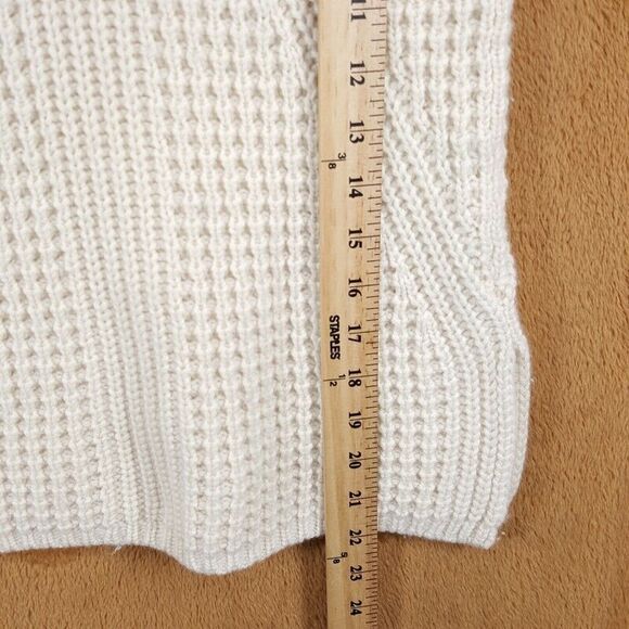 INTERMIX Sweater Womens Small Cream Pullover Funnel Neck Sleeveless Chunky Knit - Picture 7 of 8
